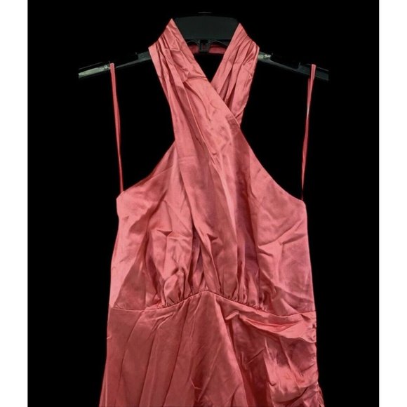 Cinq a Sept Sz 2 Dress Arianna Pink Candy Silk Satin Halter Hi Low Gown New NWT - Picture 4 of 11